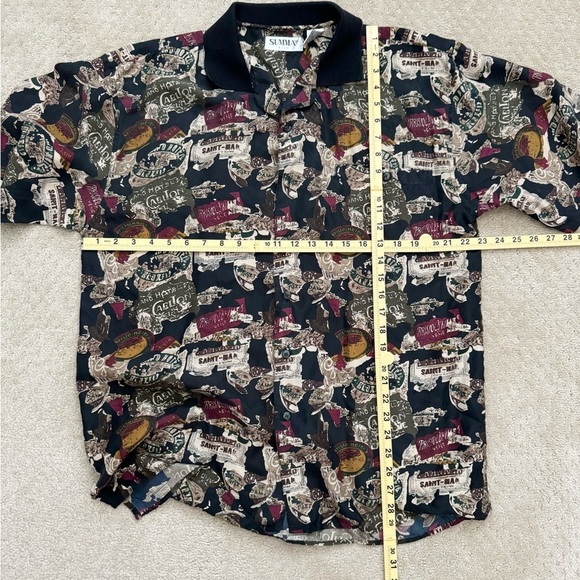 SUMMA (100% Silk)Men’s Vtg Italy Patterned Button Down Short Sleeve Shirt-Size M - Picture 10 of 10